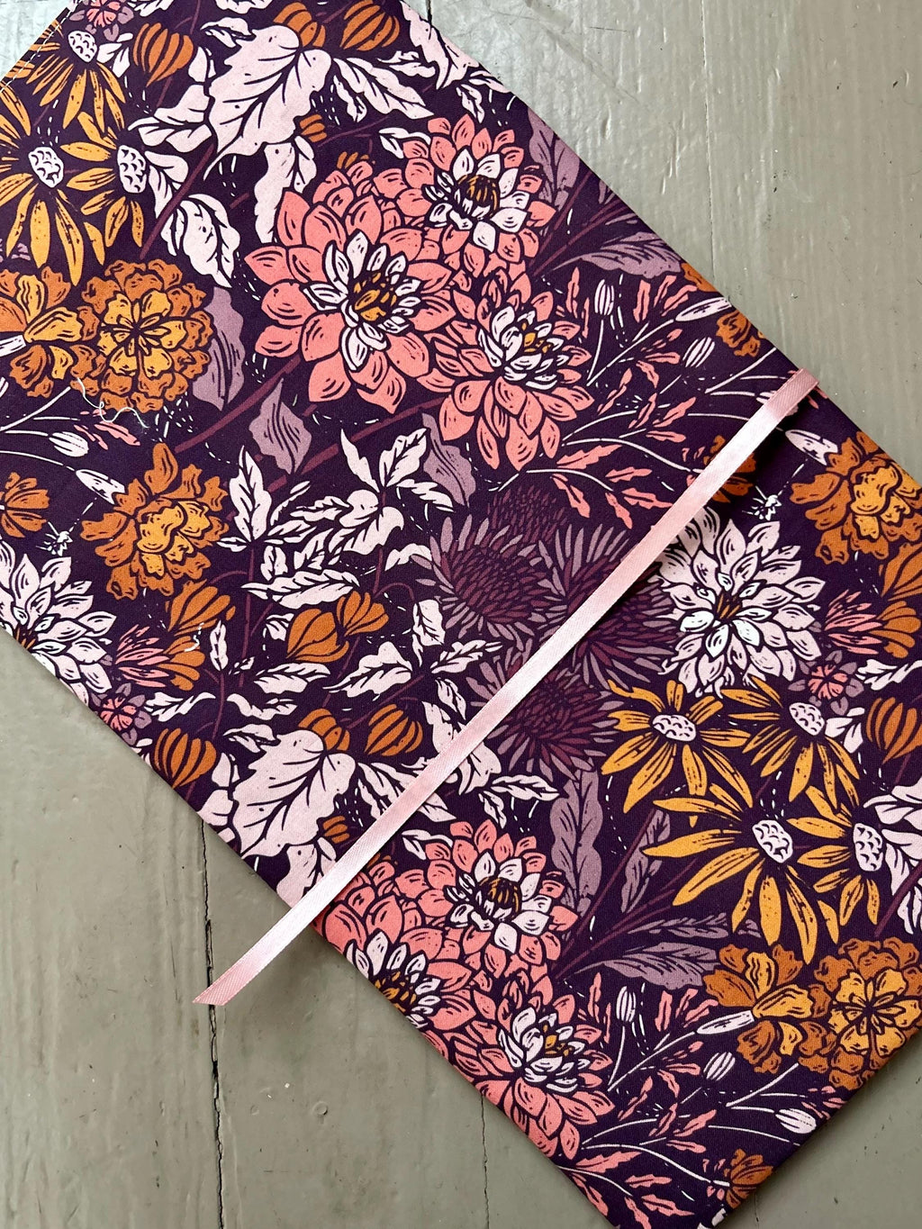 Fall Floral and Bats Reversible Adjustable Fabric Book Cover/Bible Cover