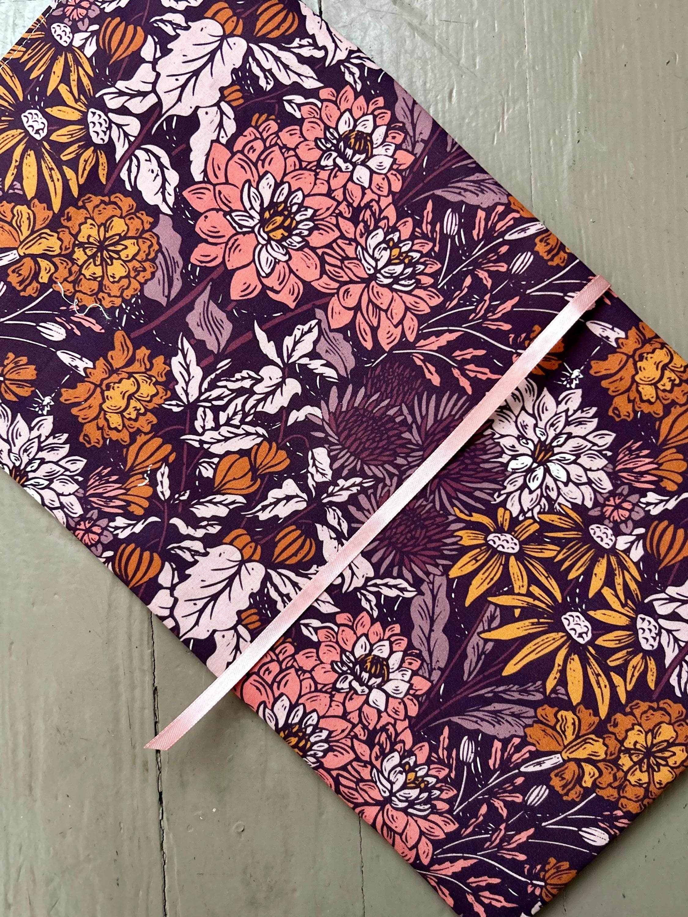 Fall Floral and Bats Reversible Adjustable Fabric Book Cover/Bible Cover