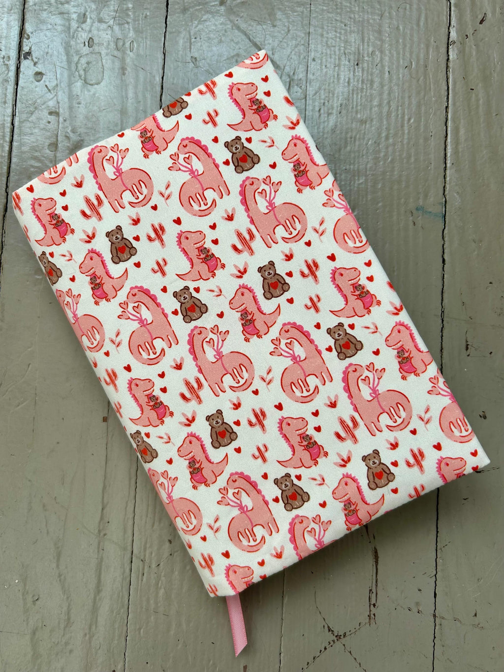 Dinos and Teddy Bears Reversible Adjustable Fabric Book Cover/Bible Cover