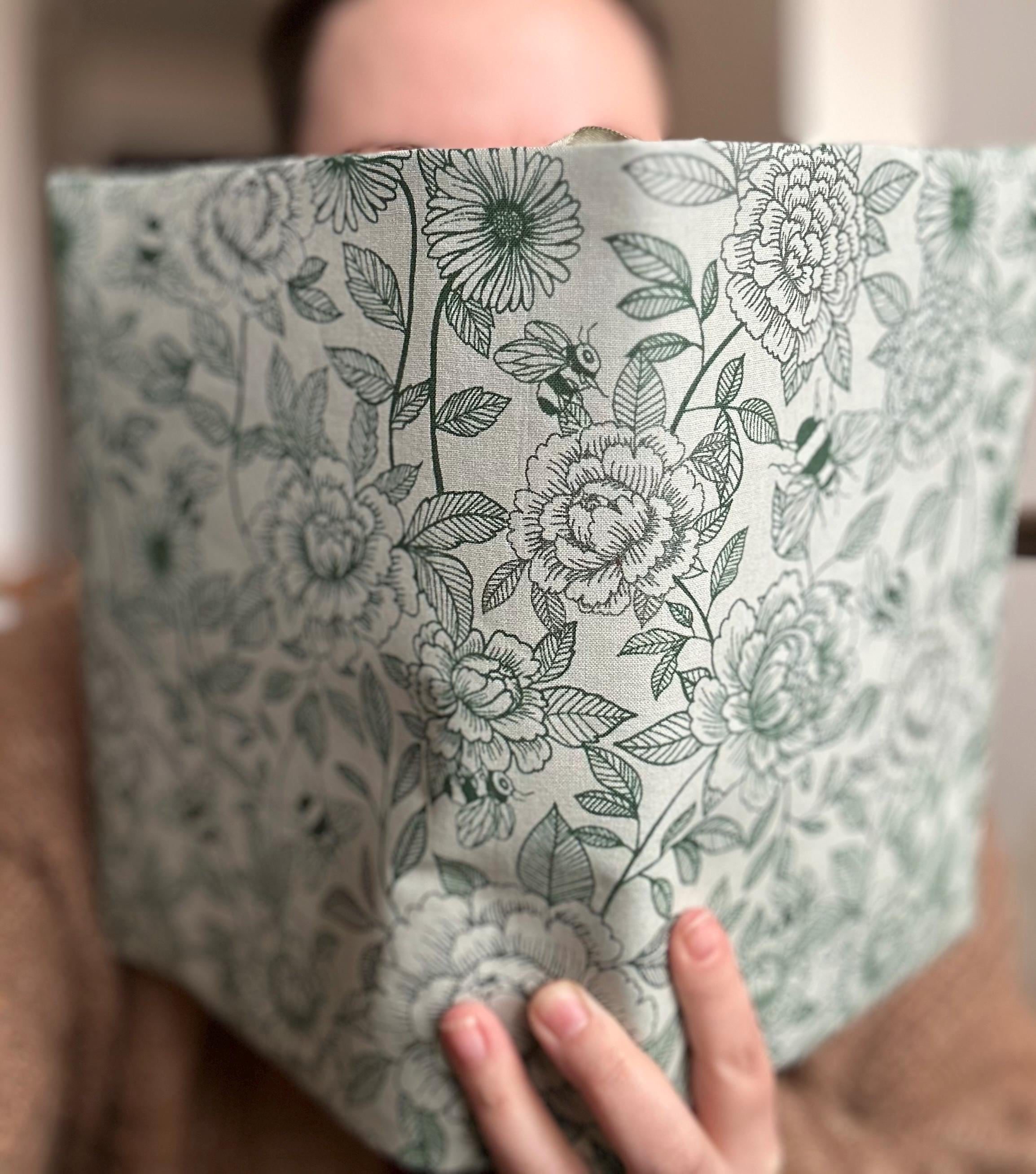 Green Bee Floral Reversible Adjustable Fabric Book Cover/Bible Cover